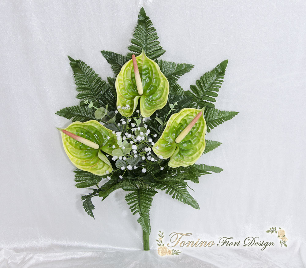 Mazzo Di Anturium Per Loculi E Tombe In Silicone 3